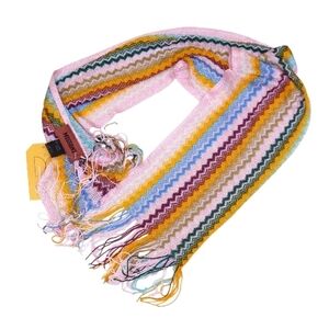 Missoni Women's Vibrant Zigzag Scarf in Pink, Yellow, Green and Blue NWT